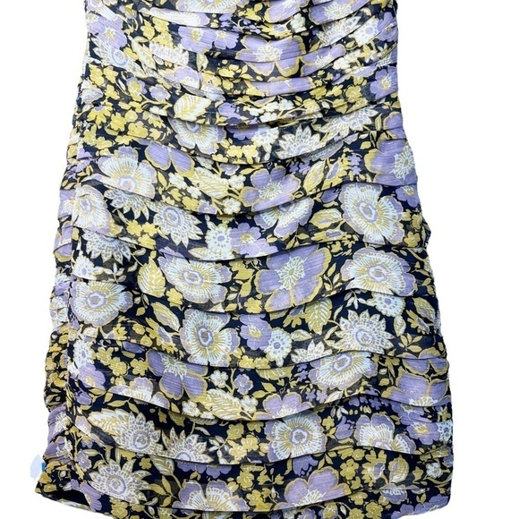 ZARA NWT One Shoulder Ruched Mini Dress Size XS in Floral Multi Print - Picture 11 of 14